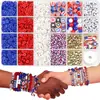 Caja de Set de Pulseras de Perlas Más Vendida Transfronteriza Serie del Día de la Independencia Americana Pulsera DIY Cuentas de Letras de Arcilla Suave Accesorios de Joyería