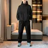 Conjunto Casual ao Ar Livre de Primavera e Outono Secagem Rápida Unissex com Capuz Estilo Esportivo Conjunto de Jaqueta e Calça Reta Masculina Tendência