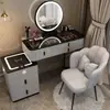 Tocador de dormitorio nórdico, mueble integrado multifuncional minimalista moderno, tocador inteligente con carga inalámbrica