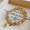 2025 Nuevo Pulsera de Citrino Imitación Cinco Elementos Chapado en Oro Pulsera de Transferencia de Fortuna Diseño de Lujo Accesible para Instagram para Mujeres
