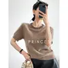 Fábrica de Ropa Jinya/Camisa de Punto Manga Corta de Lana Cachemir de Alta Resistencia de Lujo para Primavera y Otoño, Cuello Redondo, Bordada, Corte Holgado, Efecto Adelgazante