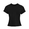 Camiseta básica de estilo americano, cuello redondo, manga corta, elástica, ajustada y con hombros descubiertos para mujer, top elástico ajustado de manga corta 2025