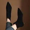 Botas delgadas de tacón de gatito con punta fina y acabado mate estilo retro para mujer, nuevas botas simples y versátiles estilo coreano para otoño e invierno 2026