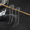 Pendientes estilo Hong Kong sin agujeros en las orejas clip para oreja de hilo con borla de doble capa diseño de cadena larga personalidad clip para oreja de tres capas mujer
