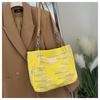 Bolso de mano de gran capacidad para mujer, novedad de verano 2024, bolso de lona para ir al trabajo, bolso informal con rayas en contraste de color y bandolera para la axila.