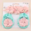 Novo Conjunto de Faixa de Cabelo para Bebê e Meias Antiderrapantes para 0-1 Ano Faixa de Cabelo de Chiffon com Flor de Alta Elasticidade Meias Acessórios de Cabelo para Bebê