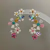 Pendientes de Flor de Zirconio Color Dopamina, Hélice de Oreja Integrada, Lujo Accesible para Mujer, Diseño de Nicho de Gama Alta, Pendientes Exagerados Únicos
