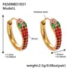 Pendientes de Acero Inoxidable con Baño de Oro Real de 18K, Forma de U, Circonita Colorida, Forma de Serpiente, Completamente Incrustados con Diamantes, Lujo Accesible, Moda, Pendientes Versátiles