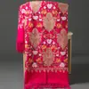 Xale Bordado Exquisito Nepalês Bordado Vermelho de Casamento Imitação de Caxemira Lenço Estilo Étnico Chinês Uso Duplo para Mulheres