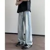 Jeans de seda helada para hombre, estilo recto holgado, pantalones de pierna ancha, nueva colección 2026, adecuados para adolescentes y hombres, pantalones de verano