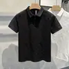 Camisa Polo Fina de Verano de Marca de Moda de Manga Corta para Hombre Versátil Nueva Casual con Cuello de Solapa Jacquard de Negocios Camiseta para Hombre