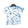Camiseta de Manga Corta para Niños Tie-Dye de Yunnan, Ropa de Verano Teñida de Azul Hecha a Mano para Niños y Niñas, Ropa Infantil Transpirable y Cómoda con Cuello Redondo