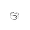 Anillo de doble capa de plata esterlina s925 con superficie irregular, ancho y hueco, pulsera minimalista europea y americana de celebridades de Internet J9285