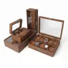 Caja de madera marrón para relojes con múltiples ranuras, caja de almacenamiento para relojes, caja de embalaje para relojes de hombre, estuche para relojes, cajas de relojes al por mayor