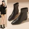 Botines elásticos con tacón grueso y efecto adelgazante, nuevos botines otoño/invierno 2026, estilo coreano de punta fina, suela blanda, simples, para el día a día, botines cortos
