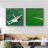 Pintura Decorativa Abstrata Moderna Simples Verde Grama Nicho Sala de Estar Entrada Mural de Parede de Fundo Quarto Pintura Quadrada para Pendurar