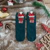 Meias de Natal Transfronteiriças de Outono e Inverno para Mulheres Meias Fofas de Alce de Desenho Animado Fabricante Atacado de Presente de Natal Vermelho Grande