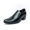 Zapatos de Cuero con Punta Aguda para Hombre Tendencia Cuatro Estaciones Estilo Retro de Caña Baja Slip-On Zapatos de Cuero de Negocios Zapatos de Cuero Formales de Tacón Alto Talla Grande