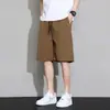 Roupa Externa de Verão Masculina Fina Estilo Hong Kong Solta Tamanho Grande Calças Largas Simples Shorts Esportivos de Seda Gelada para Homens