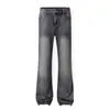 K2242 Estilo High Street Americano Unisex Azul Lavado Textura de Bambú Diseño Retro Jeans Acampanados para Hombre