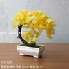 Flores Artificiais Plantas Verdes de Simulação Planta Pequena Fresca em Vaso Decoração Sala de Estar Mesa de Escritório Plástico Pequeno Ornamento de Bonsai Planta Artificial Flor Decorativa