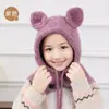 Gorro para Niños Otoño e Invierno Protección para los Oídos Gorro Cálido Niñas Lindo Dibujo Animado Bufanda Gorro de Punto de una Pieza