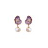 Nuevos Pendientes de Hoja de Loto Esmaltada Estilo Chino con Perla, Lujo Ligero, Sensación de Alta Gama, Pendientes de Perla de Concha, Pendientes de Moda y Versátiles para Mujer