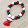 Pulsera nueva transfronteriza de Europa y Estados Unidos con tres cuentas de árbol de Navidad y muñeco de nieve antiguo, pulsera combinada para mujer al por mayor