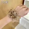 Scrunchie de Organza Gipsofila para Mulheres, Elástico de Cabelo, Corda de Cabelo, Acessório para Coque, Elegante, Moderno, Coque Simples