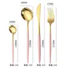 Acero Inoxidable Vajilla Portuguesa Cuatro Piezas Nórdico Dorado Cuchillo para Steak, Tenedor y Cuchara Cucharilla de Café Transfronterizo Juego de Vajilla Occidental