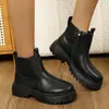 Botines Casuales Negros Talla Grande para Mujer 2026 Otoño Invierno Nuevos Versátiles Cremallera Lateral Pequeñas Delgadas Modernos Botas Martin para Mujer