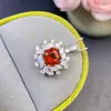 Colgante de Citrino Natural Puro No Piezoeléctrico Color Tostado Fuerte Fortuna Plata 925 Incrustación de Precisión Piedra Principal 8mm
