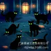 Placa de Jardim para Halloween Gato Preto Decoração de Festa no Jardim ao Ar Livre Placa de Jardim para Halloween Olhos Brilhantes Gato Preto