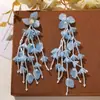 Brillo de Primavera Dopamina Borla Larga Hoja de Arce Enredadera DIY Aretes Frescos Aretes de Botón Accesorios de Oreja de Primavera para Mujer