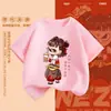 Camiseta de Manga Corta para Niños 2025 Nueva Ropa de Verano para Niños Nazha Top de Media Manga Ropa Occidental de Verano para Niñas