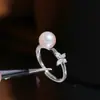 Acessórios DIY Prata Esterlina S925 Estilo Fresco Anel de Pérola Base de Anel Borboleta Produto Semi-acabado Simples 6-9mm