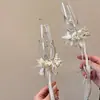 Minimalista de Nicho Renda Flor Preservada Taças para Brinde Taças Altas Par Pacote de Material DIY Casamento Noivado