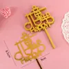 Paquete de 10 tarjetas acrílicas para tartas, accesorios decorativos para repostería, tarjetas de cumpleaños, venta al por mayor.
