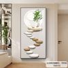 Pintura decorativa nórdica para pasillo, pintura colgante de alta gama para entrada, pasillo, paso a paso, mural moderno de planta verde fresca