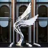 Escultura Personalizada de Cola de Fénix de Acero Inoxidable Iluminada para Exteriores con Alas de Forma Única que Pueden Iluminarse