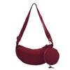 2025 Bolso Cruzado Simple Nuevo para Mujer Bolso Dumpling de Nailon Libro Rojo Pequeño con Bolsita Bolso de Hombro para Estudiante Bolso de Tela