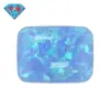 Huagang Gema Rectangular Biselada Fondo Plano Azul Liso Ópalo Sintético Ópalo Piedra Suelta Piedra de Ópalo Artificial Op06