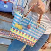 Bolsa de Palha Tecida Hd5210A05 Macaron, Bolsa Cesta Color Block Cor Cereja, Bolsa Tote para Férias, Sacola de Presente