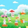 Fofo fofo coelho PVC enfeites de carro micro paisagem decoração de bolo coelho brinquedo artesanato enfeites