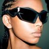 Tide cool color hip-hop Net red glasses European and American futuristic punk sunglasses New shaped fashion sunglasses cross-border