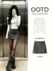 Conjunto de Camiseta Básica de Cuello Redondo Estilo Coreano para Mujer, Nueva Ropa Interior Ajustada para Otoño e Invierno, Conjunto Elegante de Dos Piezas con Falda de Lana para Principios de Otoño