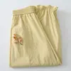 Pantalones Crop de Pierna Ancha para Mujer, Estilo de Verano Delgado, Nuevos Pantalones de Aire Rectos Holgados 2026, Pantalones Blancos Florales