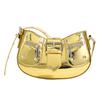 Bolsa feminina transfronteiriça de design de nicho, nova bolsa super quente, garota gostosa, rosto brilhante, couro envernizado, rebite, bolsa de motocicleta, bolsa transversal de axila, tudo combinando