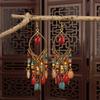 Pendientes de Plumas de Colores Estilo Étnico Bohemio, Pendientes de Perlas con Forma de Gota de Agua, Accesorios para Sesiones de Fotos, Pendientes de Estilo Étnico