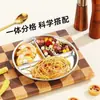 Plato de acero inoxidable 211 de 3 compartimentos para comidas para perder peso, alimentación controlada por porciones, uso doméstico para adultos, comida para una persona, plato especial de tres compartimentos